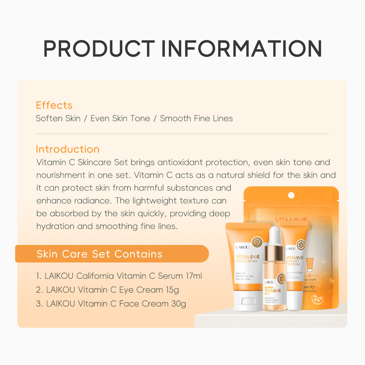 Vitamin C 3-Piece Skincare Set by Colvyra, photo 2